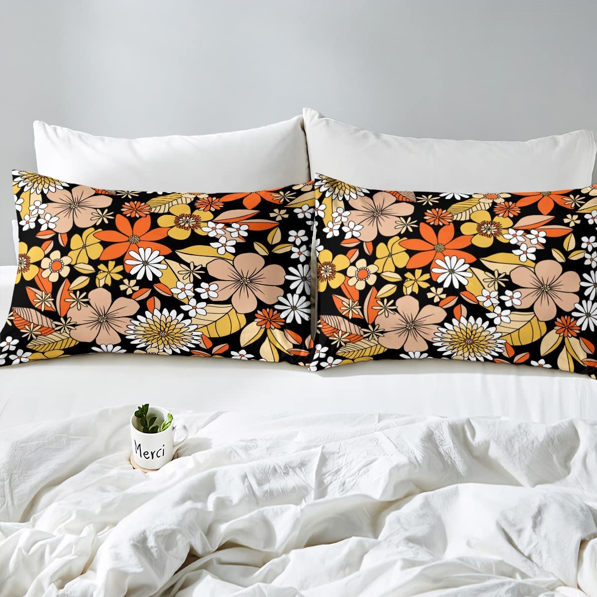 靴 DUVET vintage Amazon.com: Vintage 60S 70S Groovy Floral Bedding Set Full,Retro